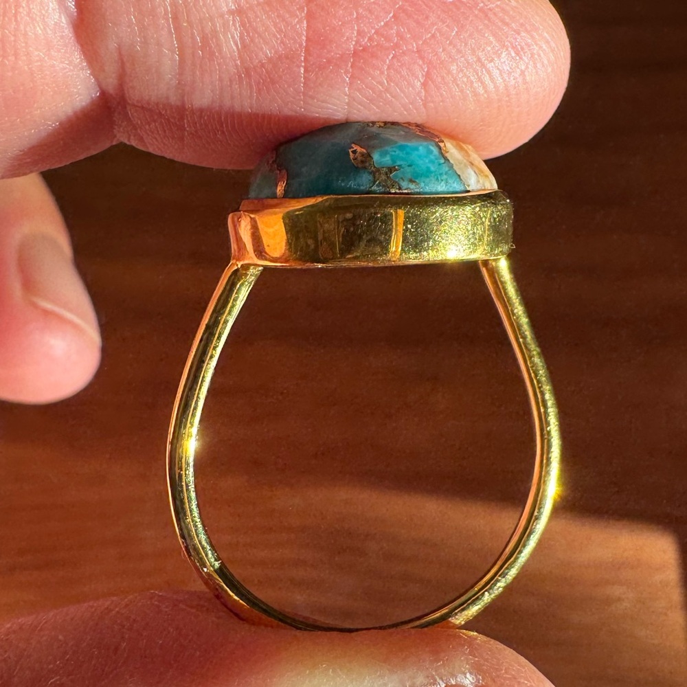 Oyster And Turquoise Statement Ring - image 6